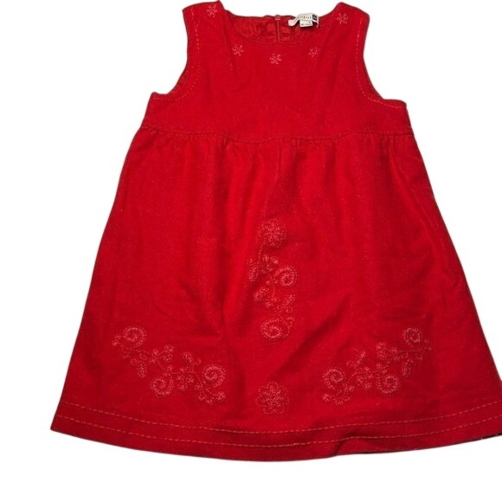 Children ZA Girls Red Wool Blend Embroidered Jumper Dress Size 5 Holiday A-Line‎
